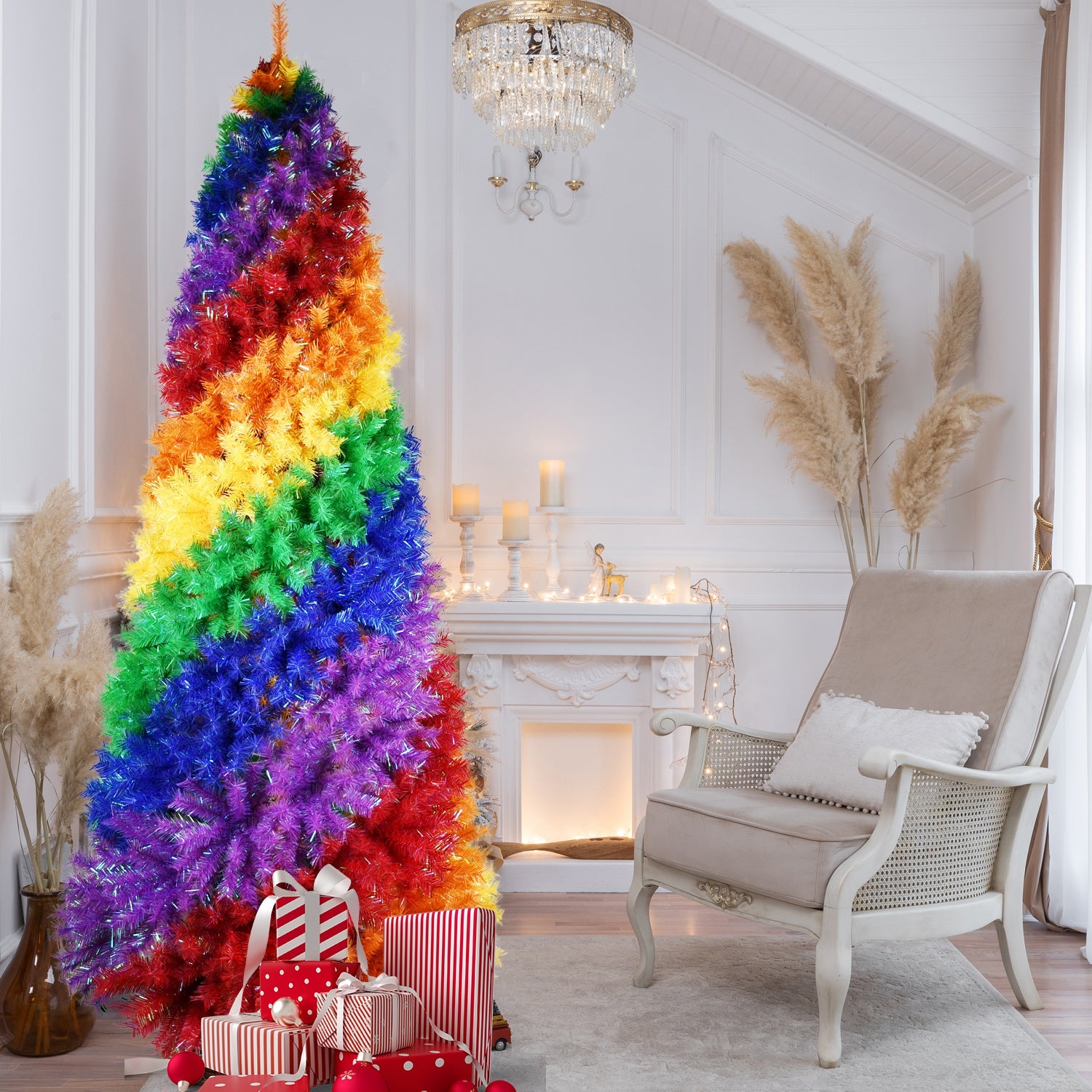 7.5ft Rainbow Spiral Christmas Tree