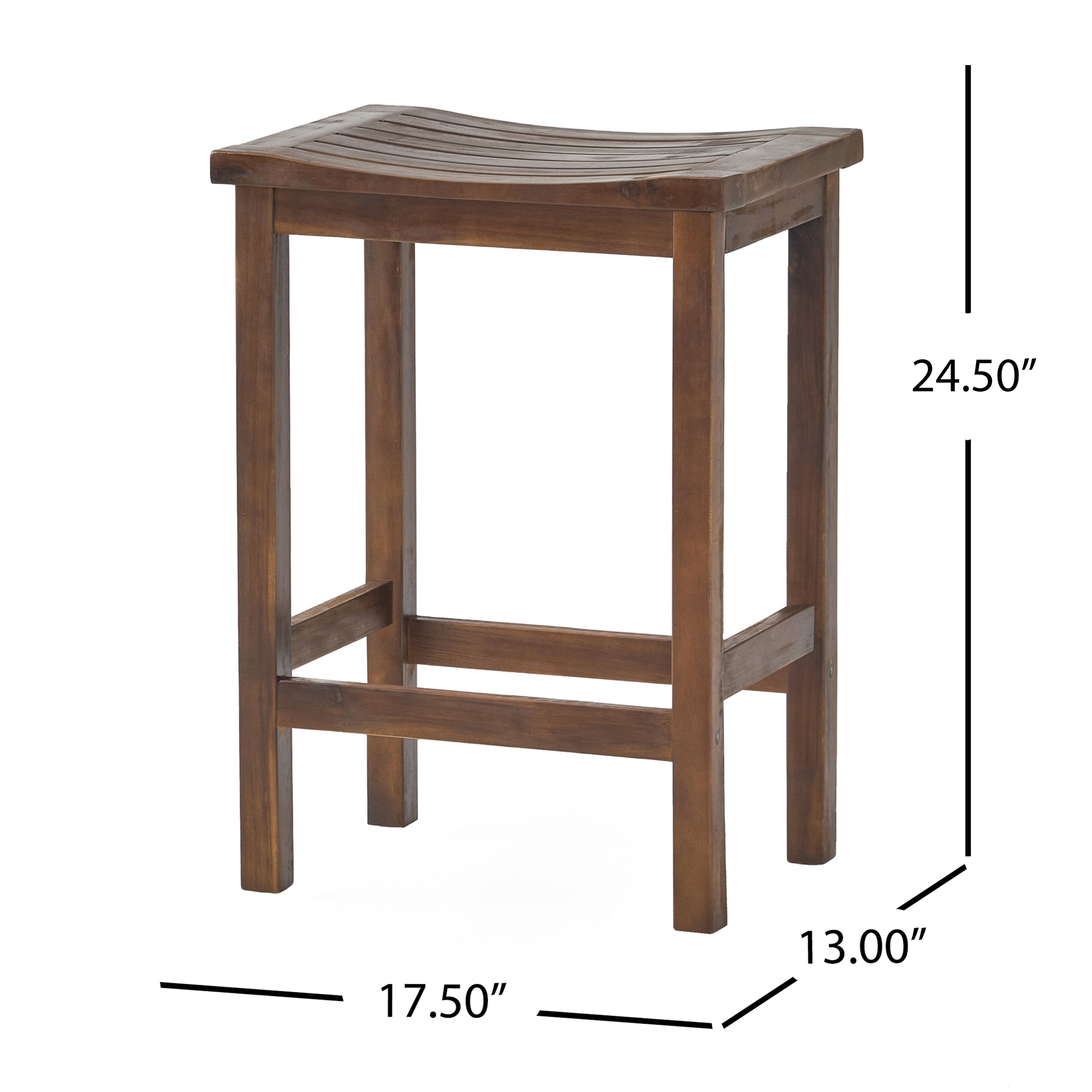 Outdoor Acacia Wood Counter Height Barstool Set of 2