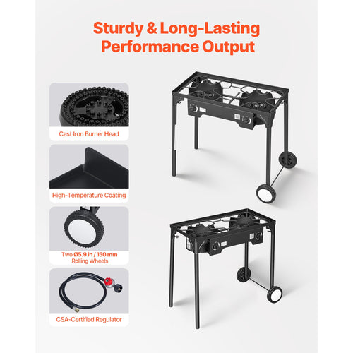 2 Burner Outdoor Propane Gas Stove, 150,000 BTU