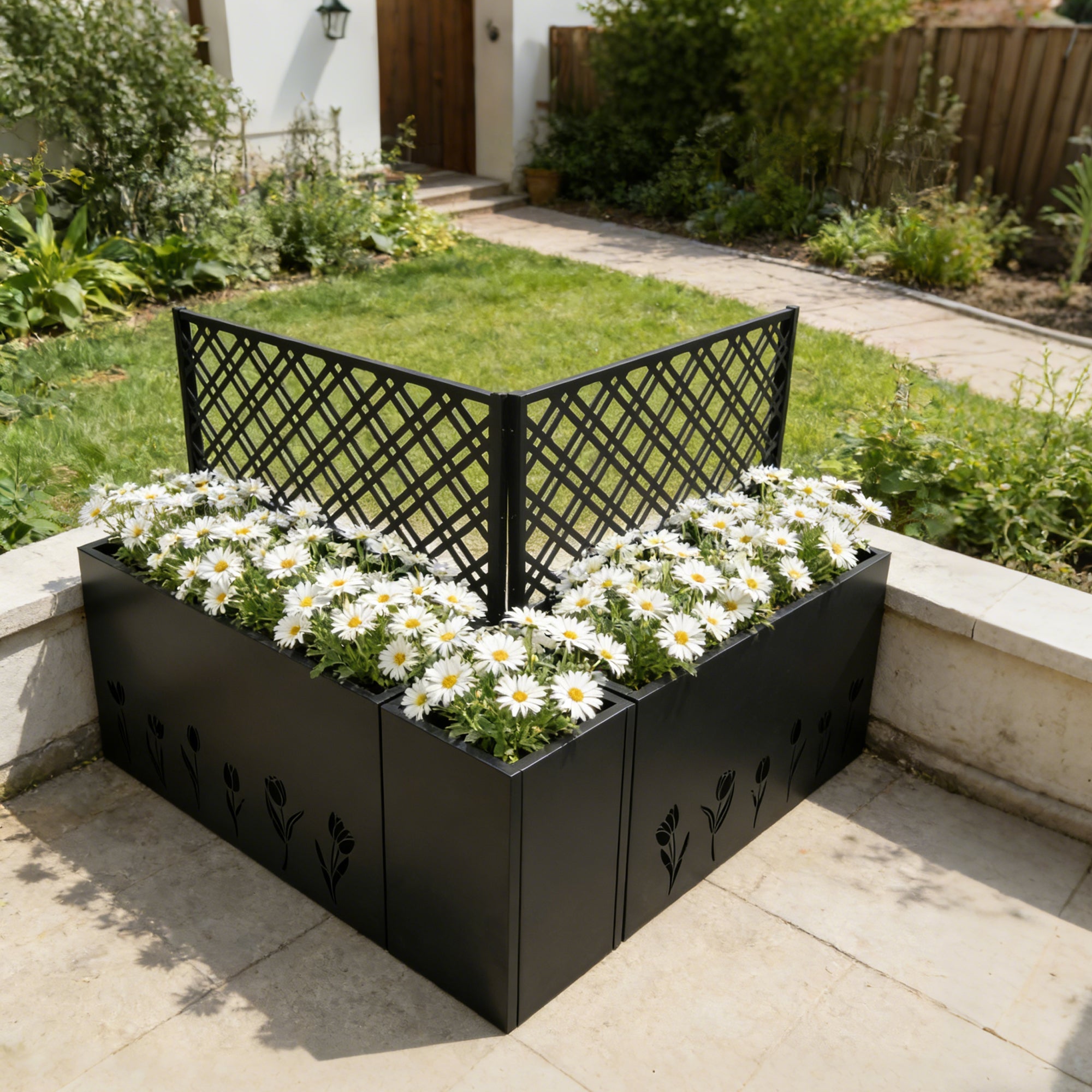 Metal Planter-Trellis Combo Set of 3