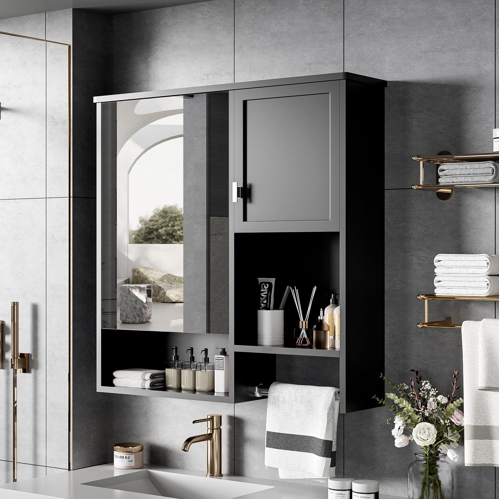 Modern Wall Mounted Bathroom Medicine Cabinet, Bathroom Wall Storage Cabinet With Mirror