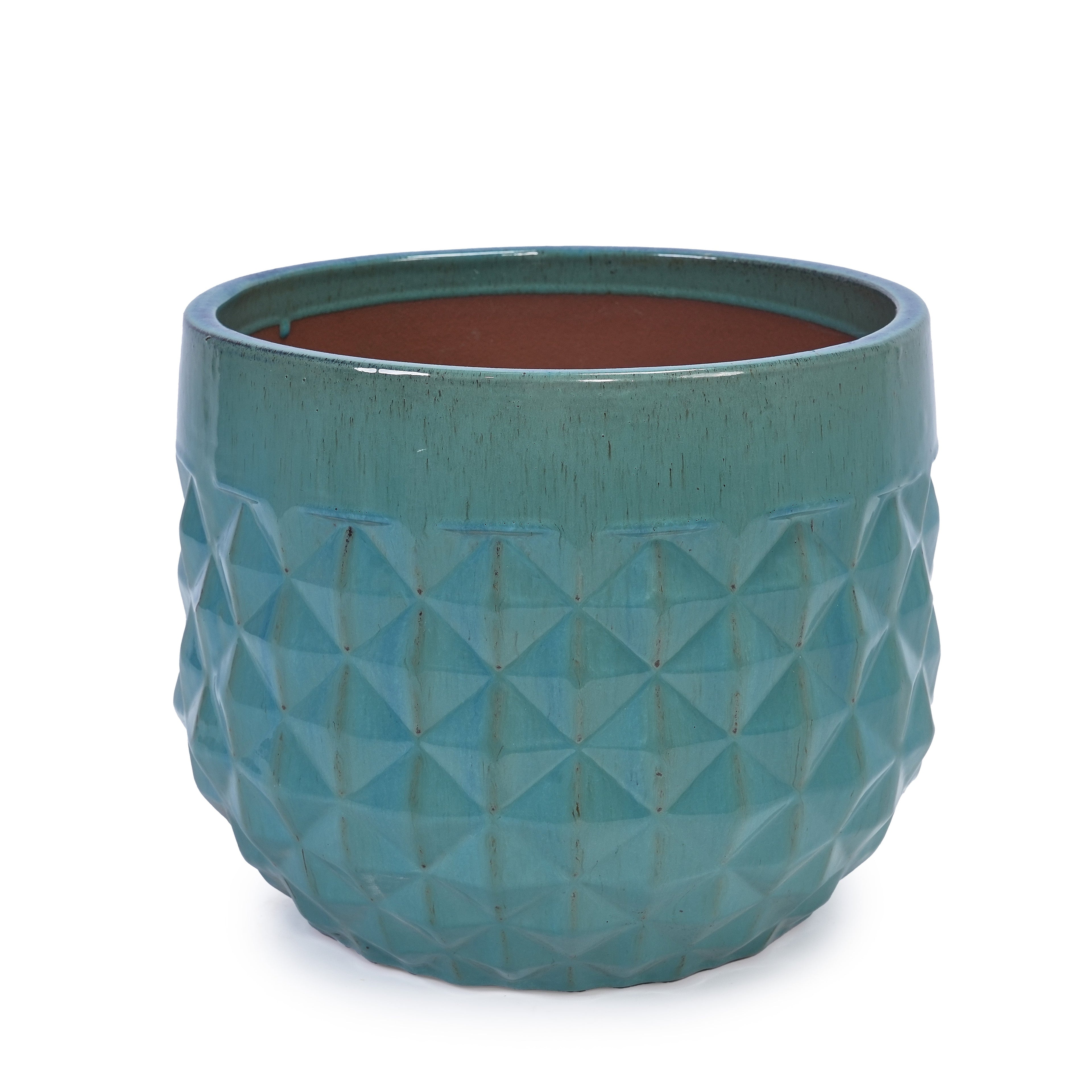 Handmade Ceramic Planter Pots Set of 3, Vintage Turquoise