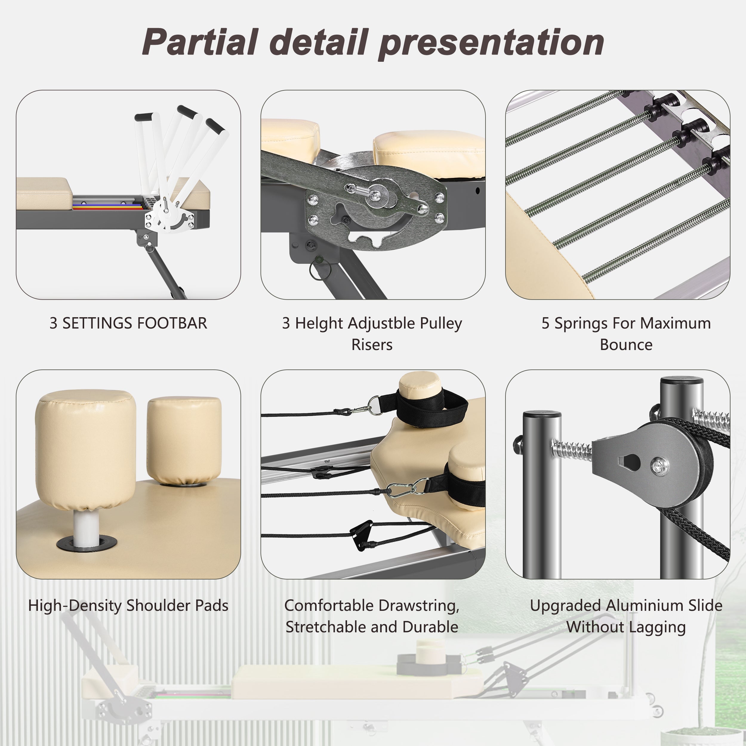 Foldable Pilates Reformer Machine for Home Gym