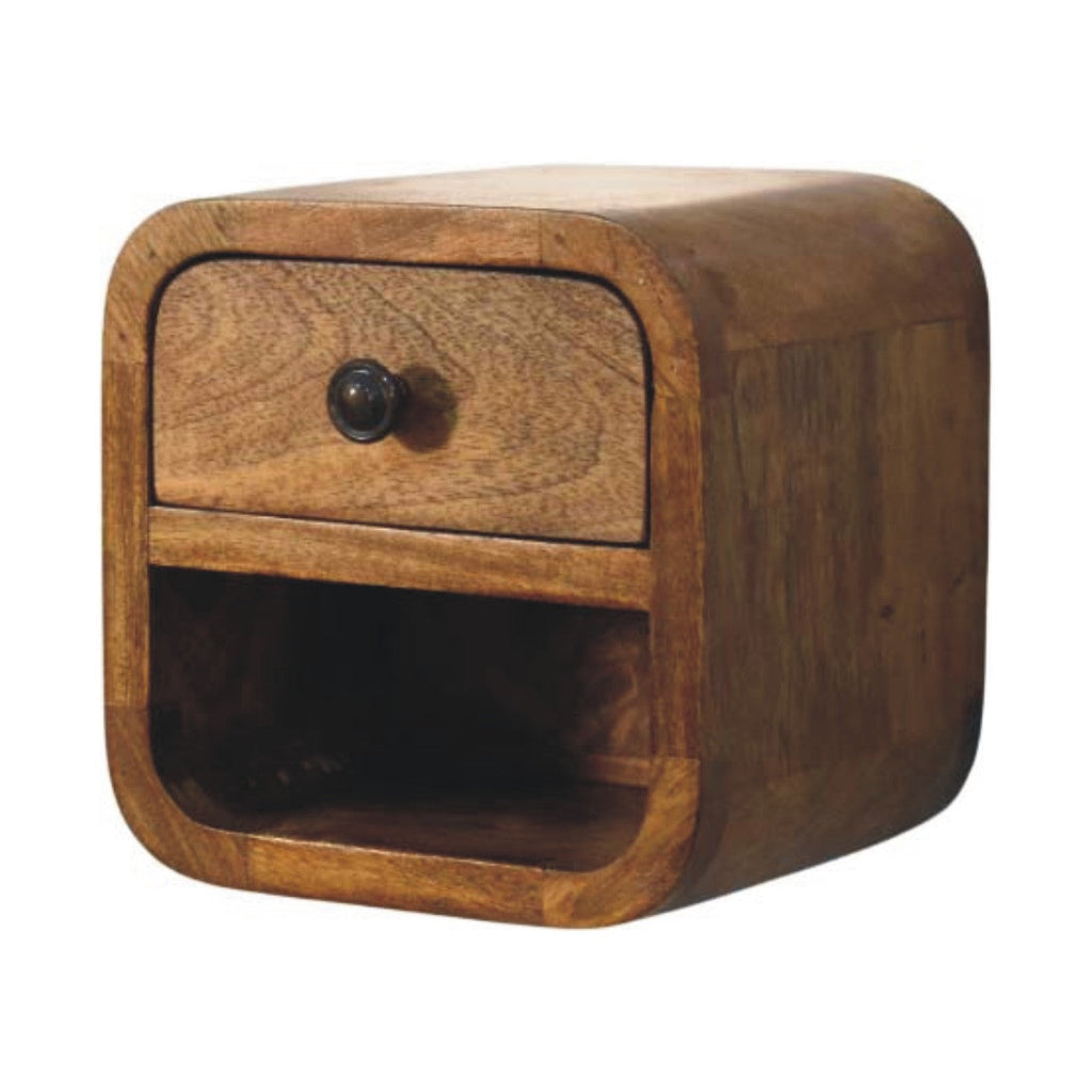 Solid Wood Curved Wall Mounted Bedside Table