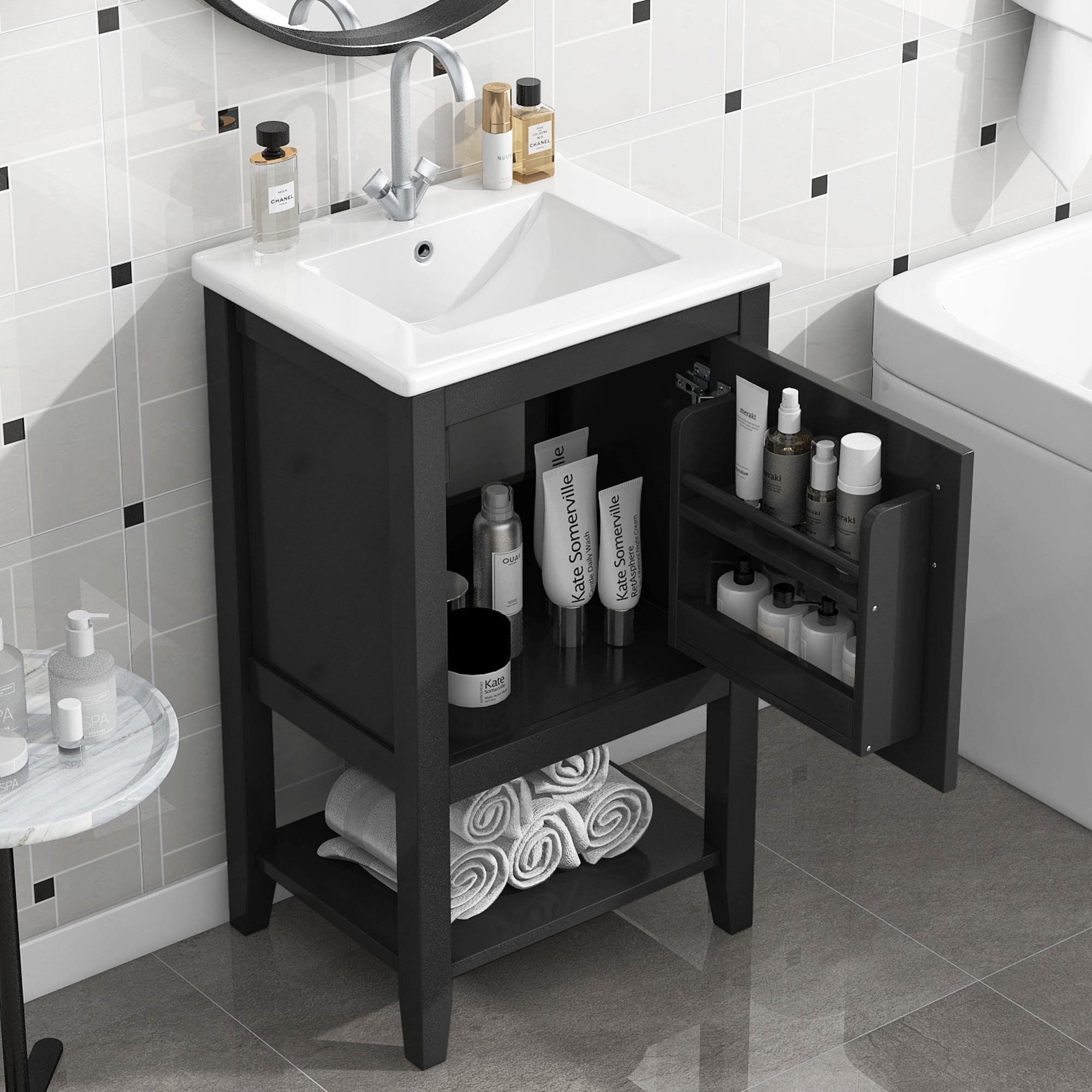 20" Bathroom Vanity with Sink and Storage Rack