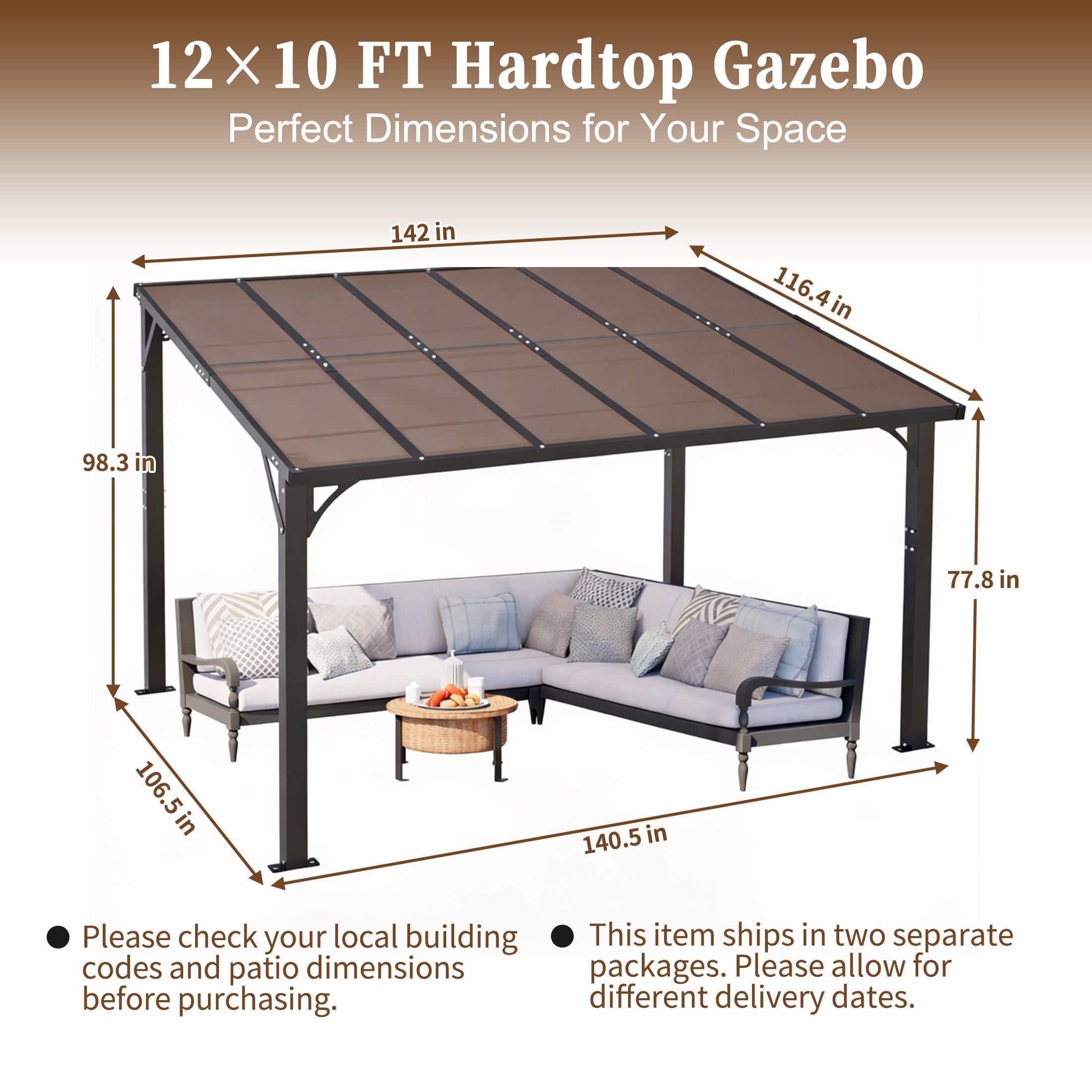 12x10 FT Hardtop Gazebo