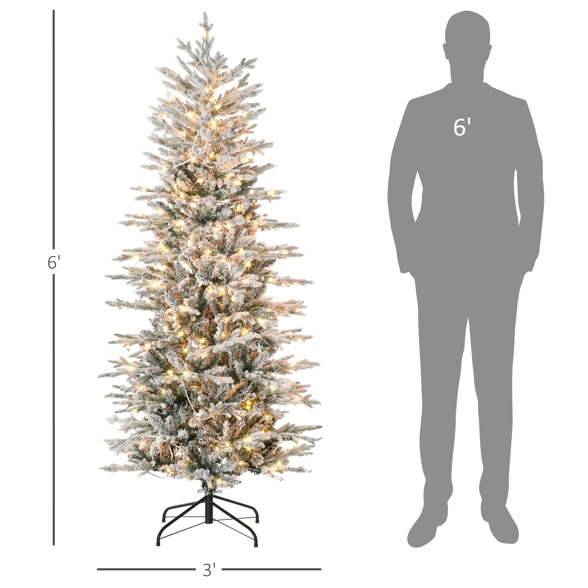 Artificial Flocked Christmas Tree with Warm Lights