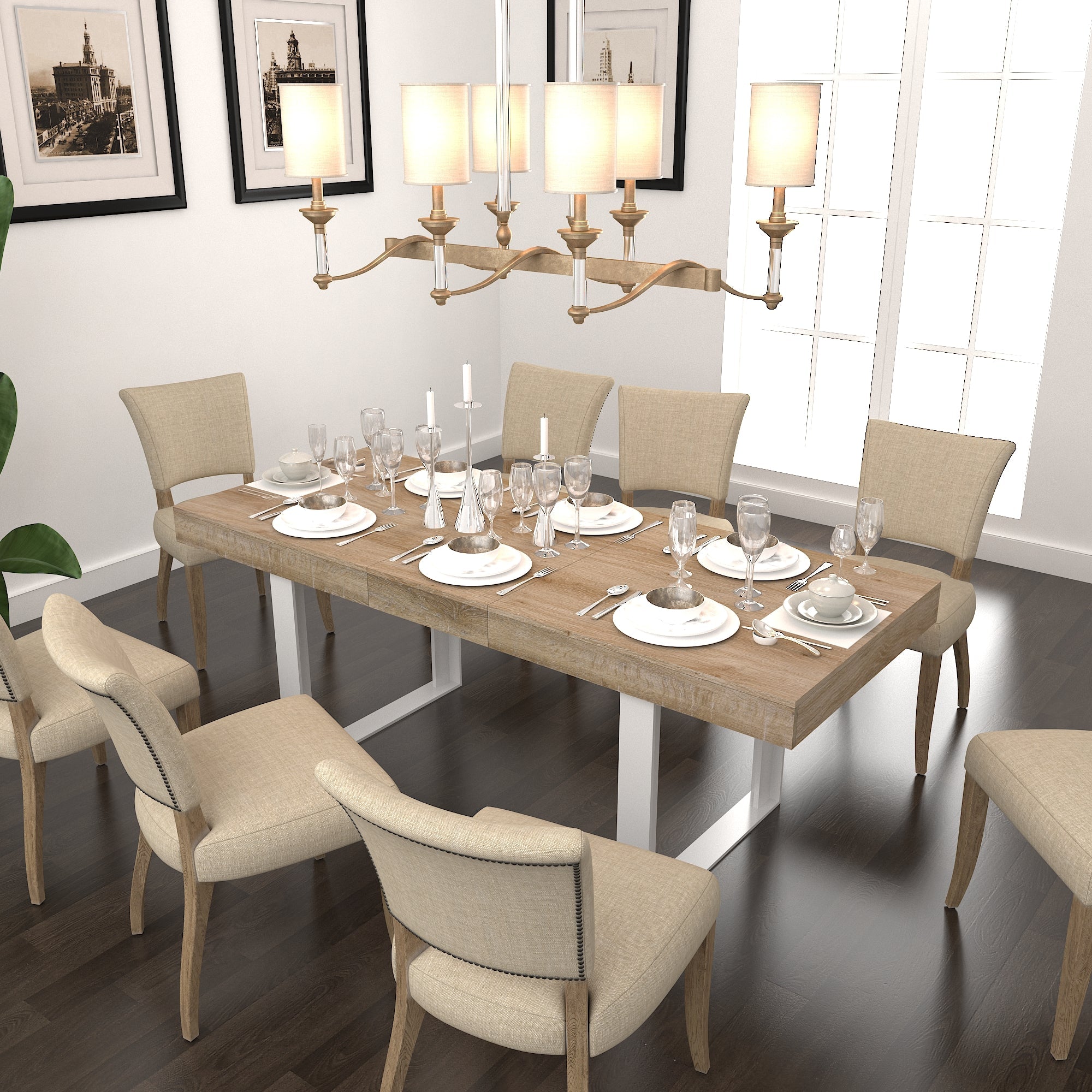 Extendable Dining Room Table for 6-10