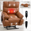 Orange Leatheraire Heat Massage Dual Motor Lift Recliner