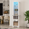 75'' Tall Storage Cabinet with LED Light, Farmhouse Style