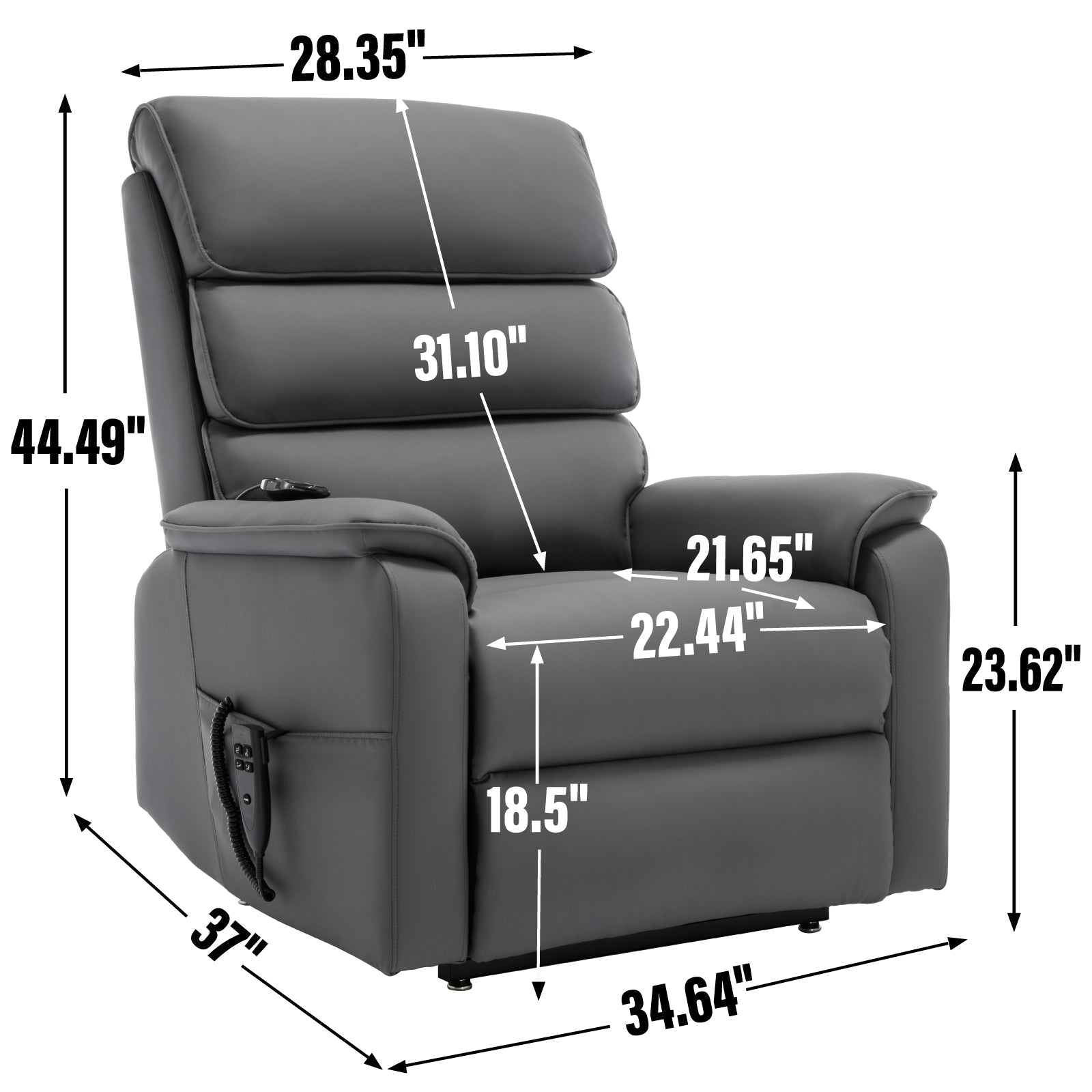 Grey Cat-Proof Leather Dual Motor Infinite Position Power Lift Recliner Chair