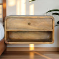 Solid Wood Floating Curve Open Slot Nightstand
