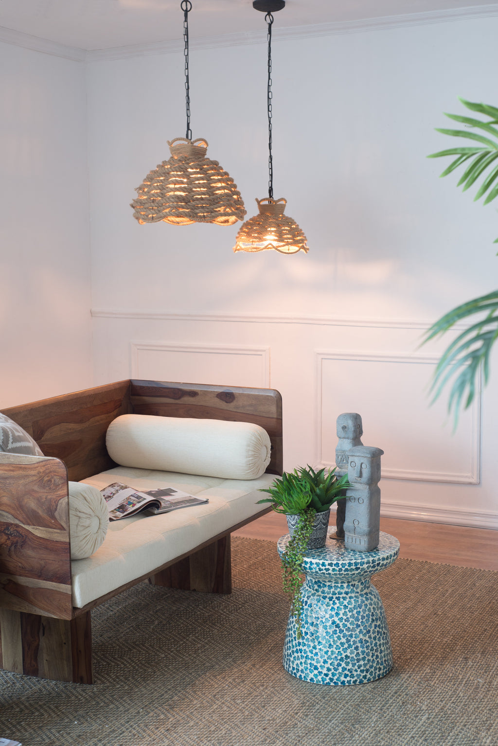 S/2 Rope Woven Chandelier