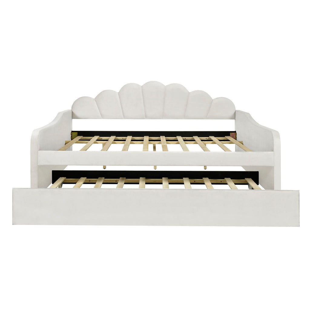 Upholstery Daybed Frame With Shell Shaped Backrest