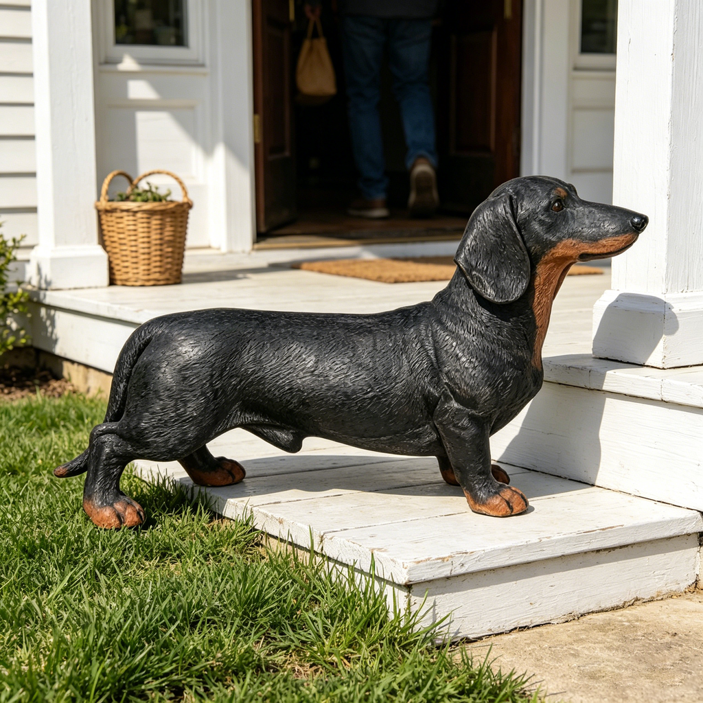 26" Black And Tan Dachshund Statue