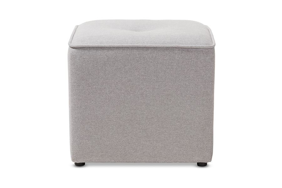 Baxton Studio Corinne Modern and Contemporary Light Grey Fabric Upholstered Ottoman