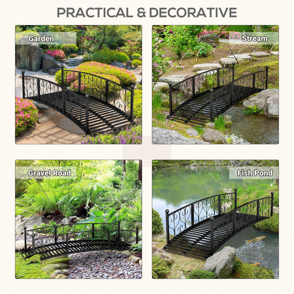Outsunny 7' Metal Arch Garden Bridge with Safety Siderails
