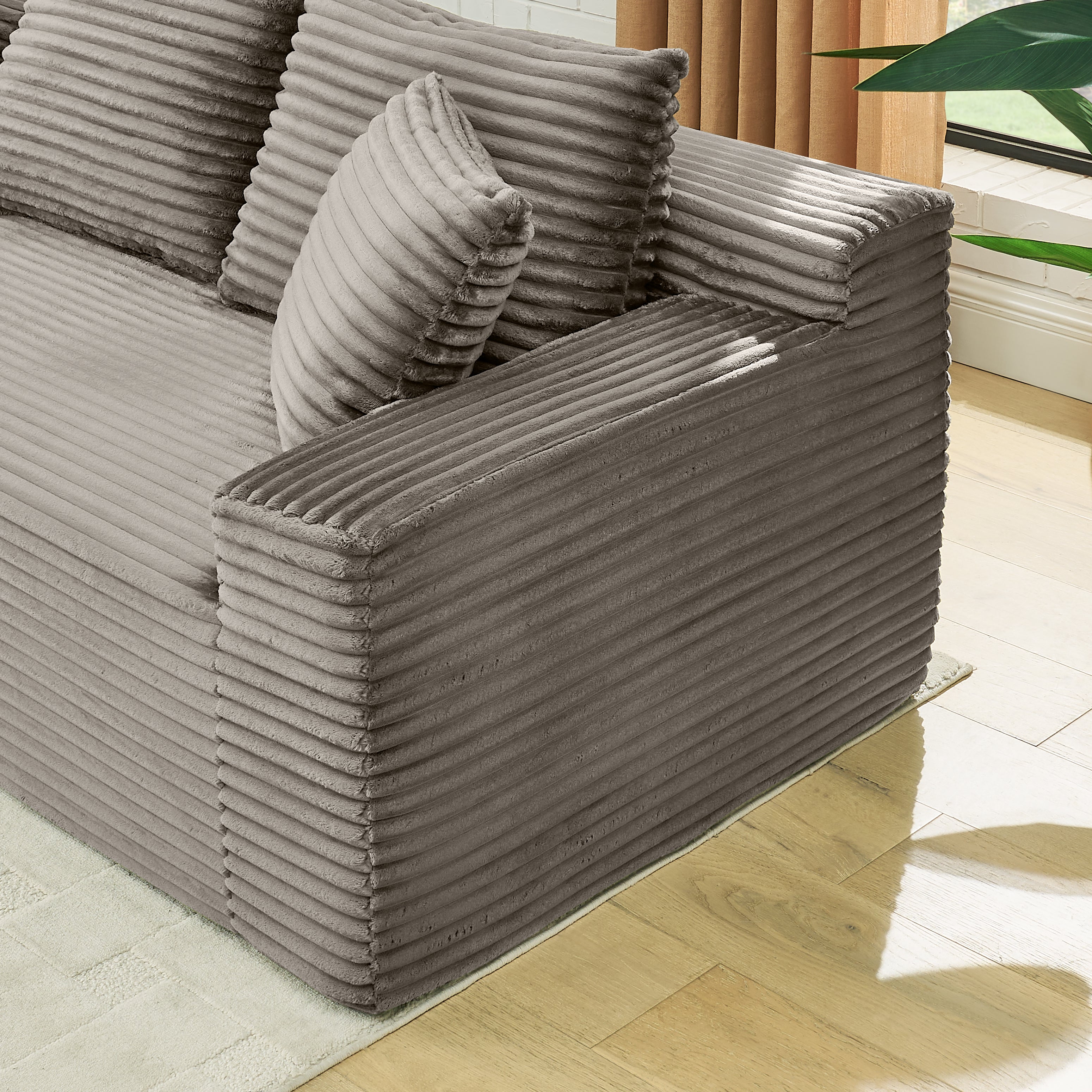 115" Comfy U-Shaped Sectional Modern Boneless Corduroy Couch