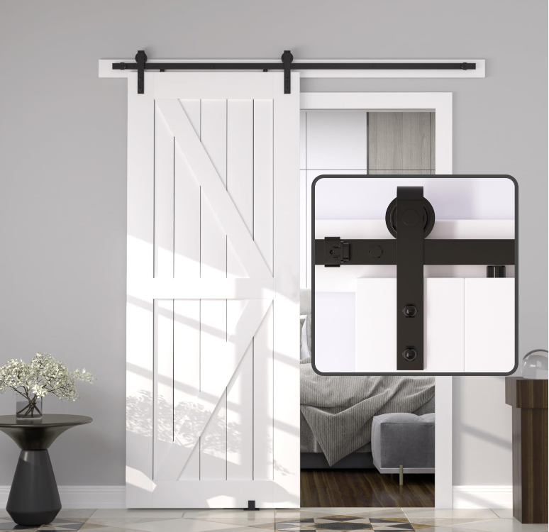 12FT Wood Double Sliding Barn Door Hardware