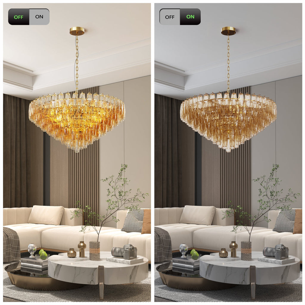 37" Extra Large 14-Light Gold Modern Round Chandelier