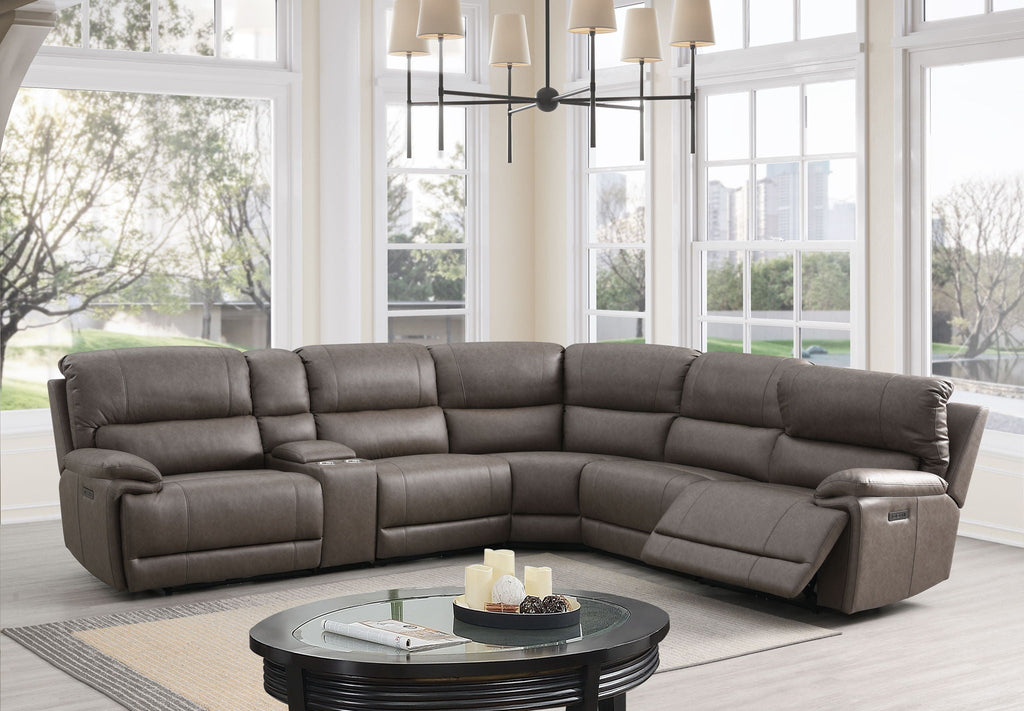 Kantu Synthetic Leather Motion Sectional Sofa - Brown
