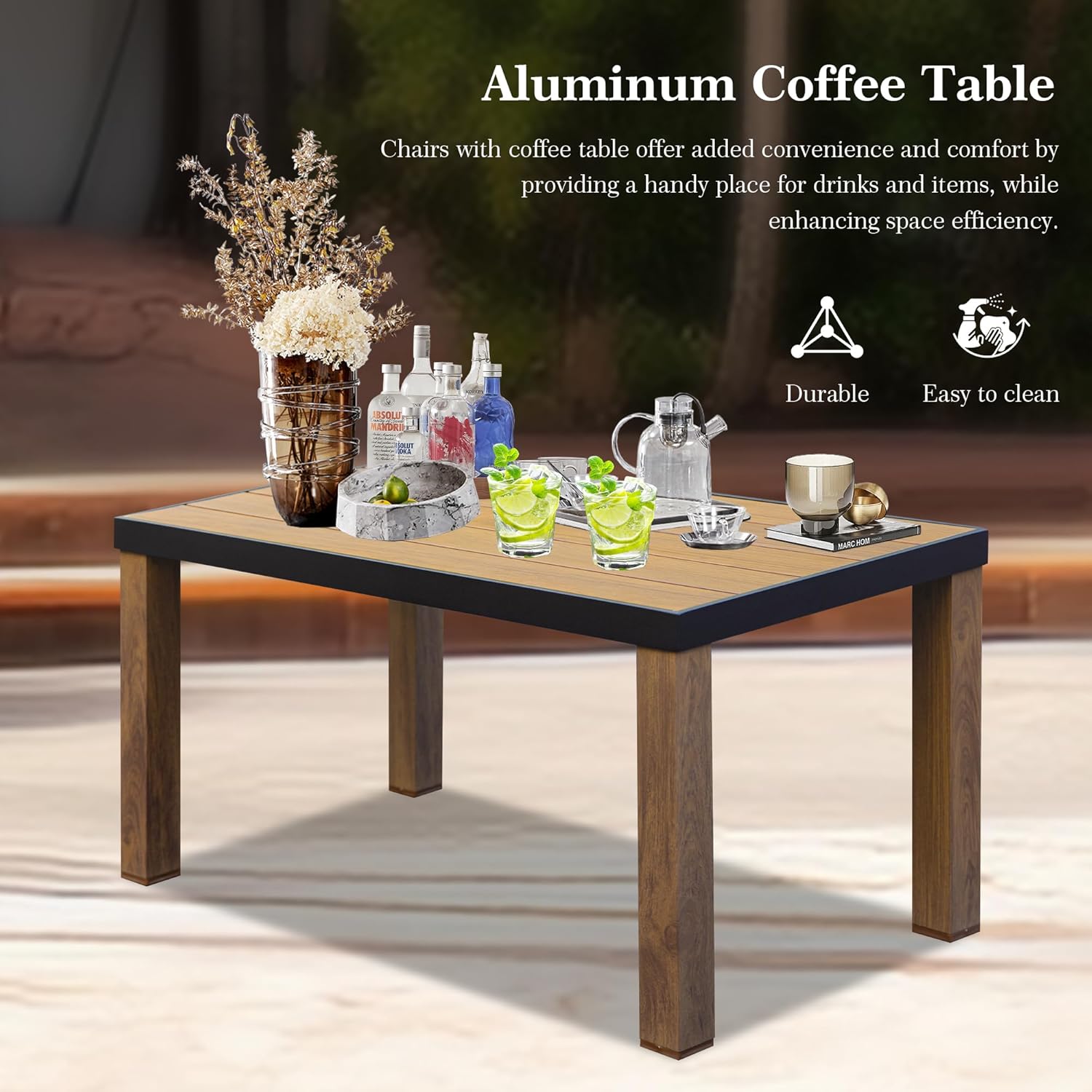 Aluminum Patio Furniture Set, 4-Piece Modern Conversation Set
