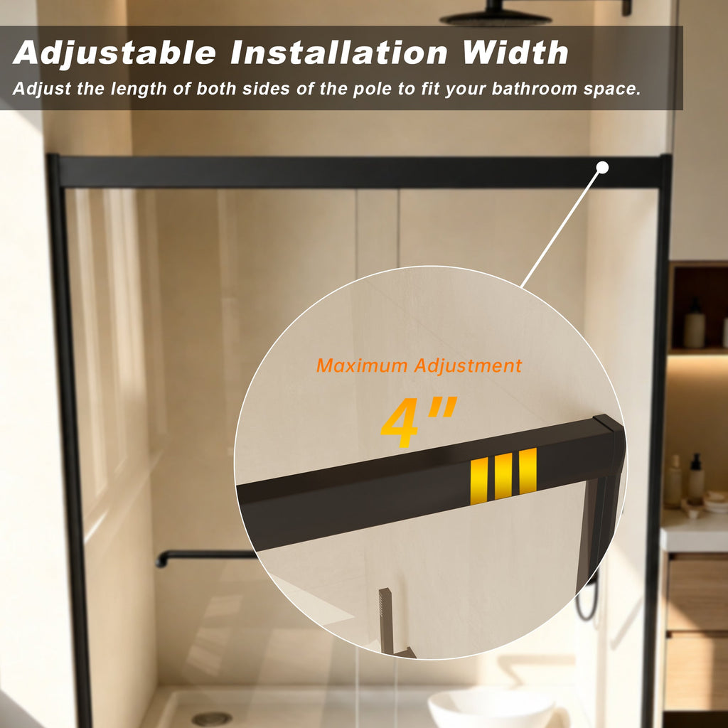 Tempered Glass Aluminum Frame Double Sliding Shower Door