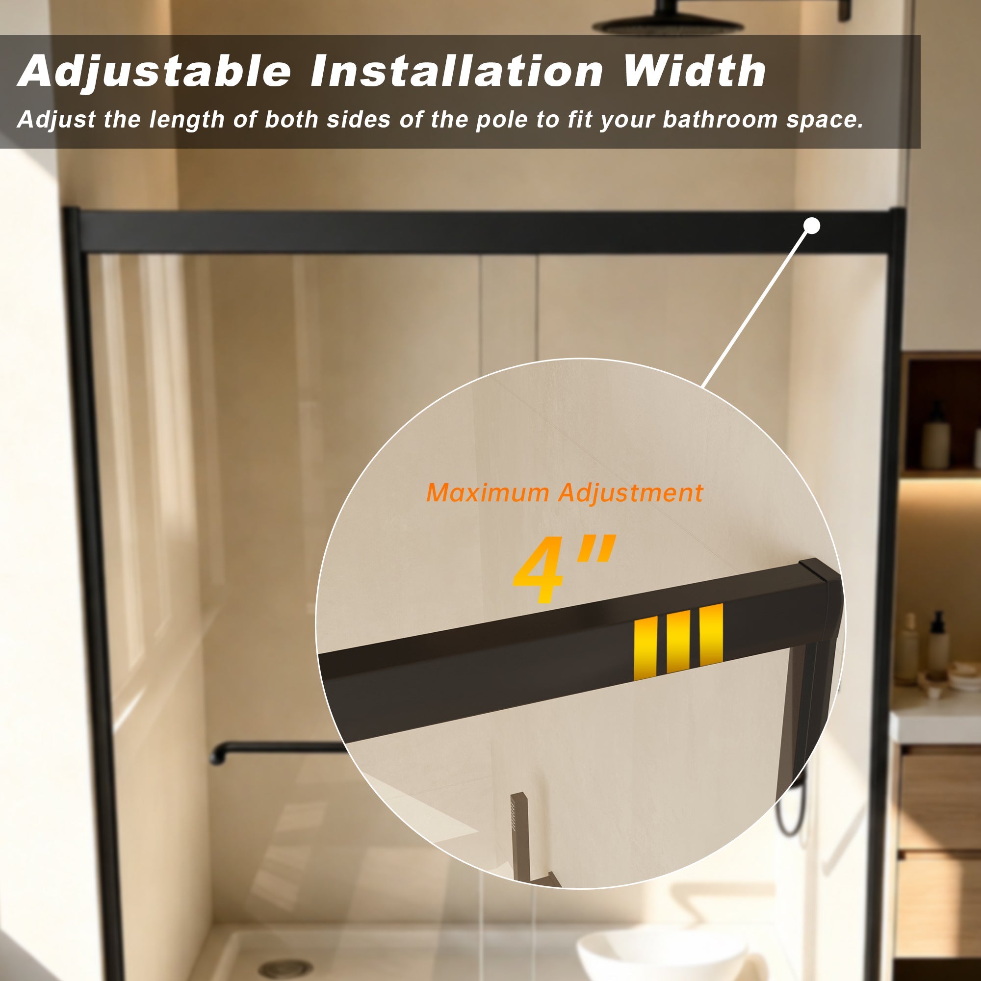 Tempered Glass Aluminum Frame Double Sliding Shower Door
