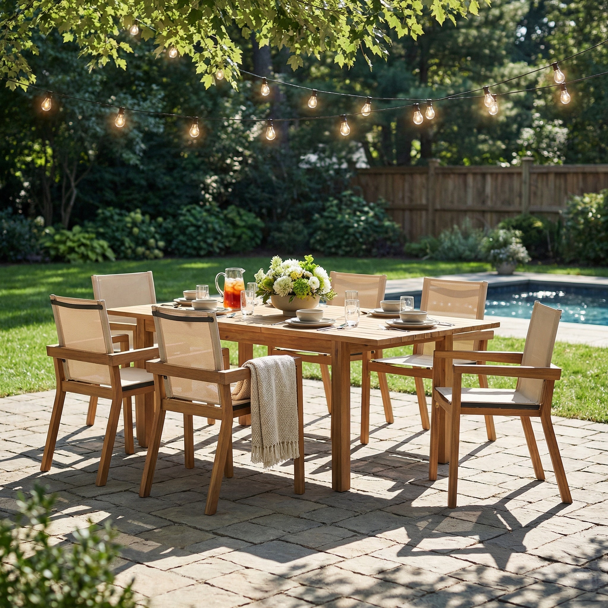 7 Pieces Acacia Wood Outdoor Dining Set