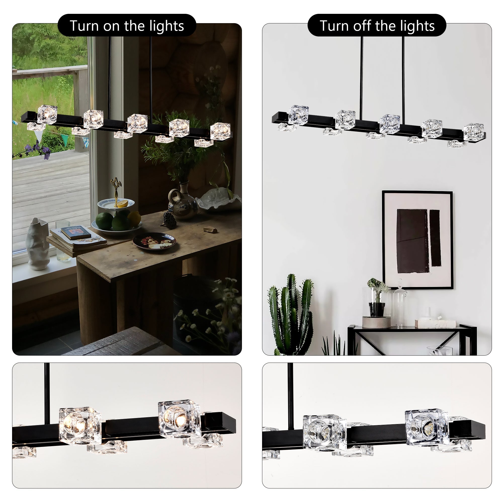 Rectangle Chandelier for Dining Room, 10-Light