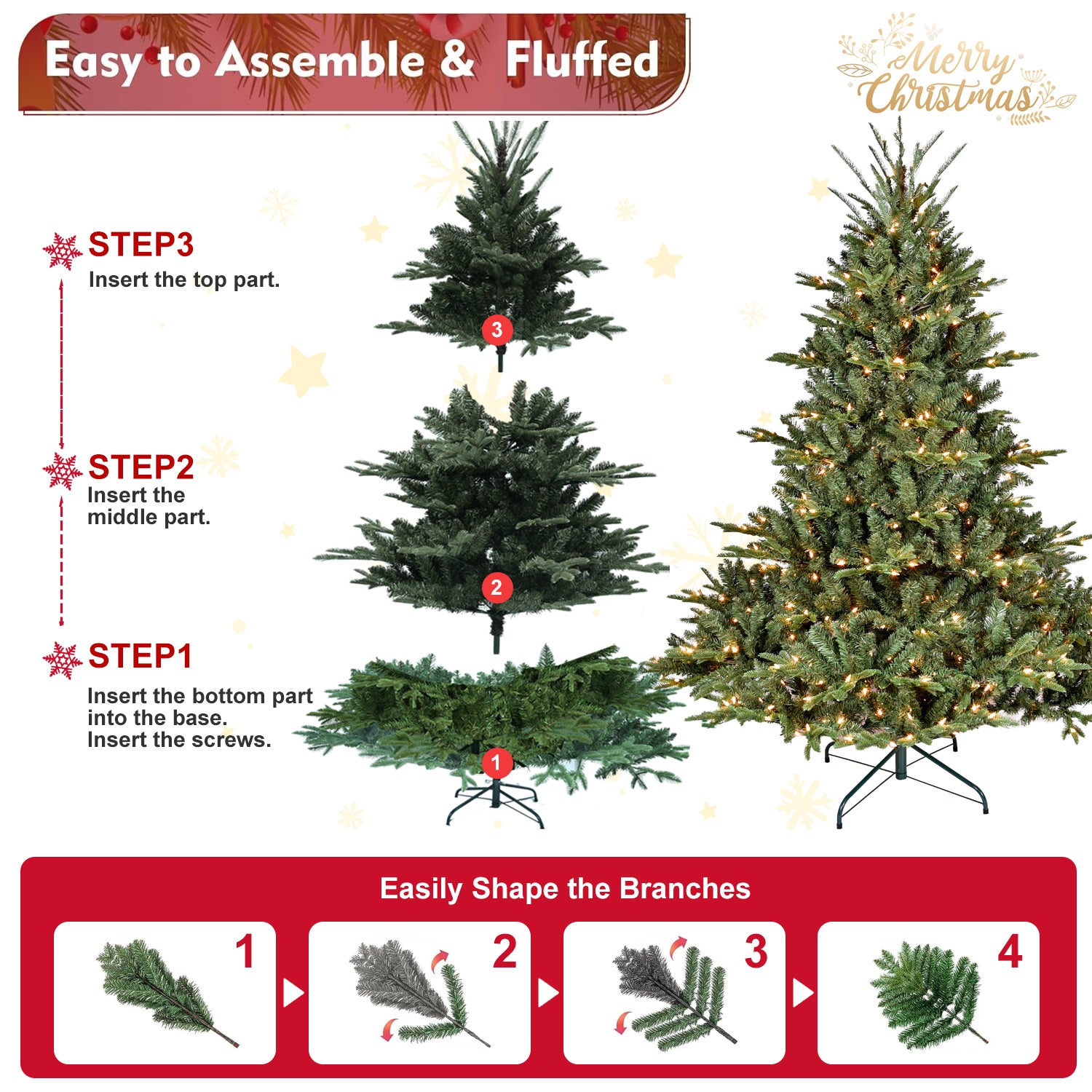 9FT Full-Shape Christmas Tree with 1100 UL Lights