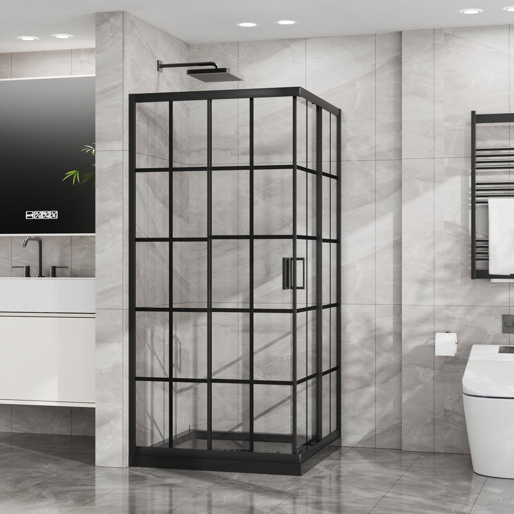 Goodyo Corner Shower Enclosure with Double Sliding Doors