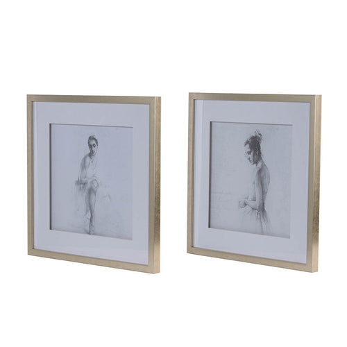 19.7x19.7" Ballet Dancer Art, Set of 2