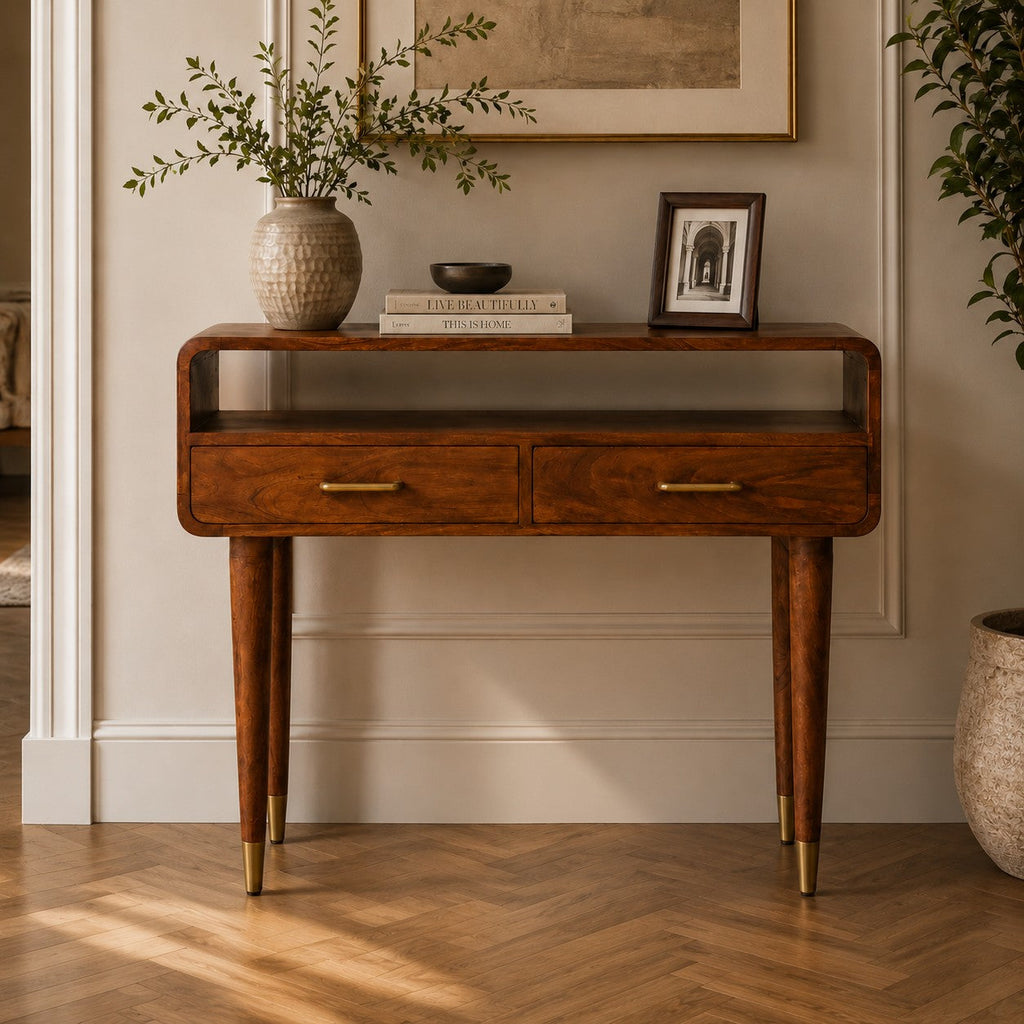 Solid Wood Valenza Curved Console Table