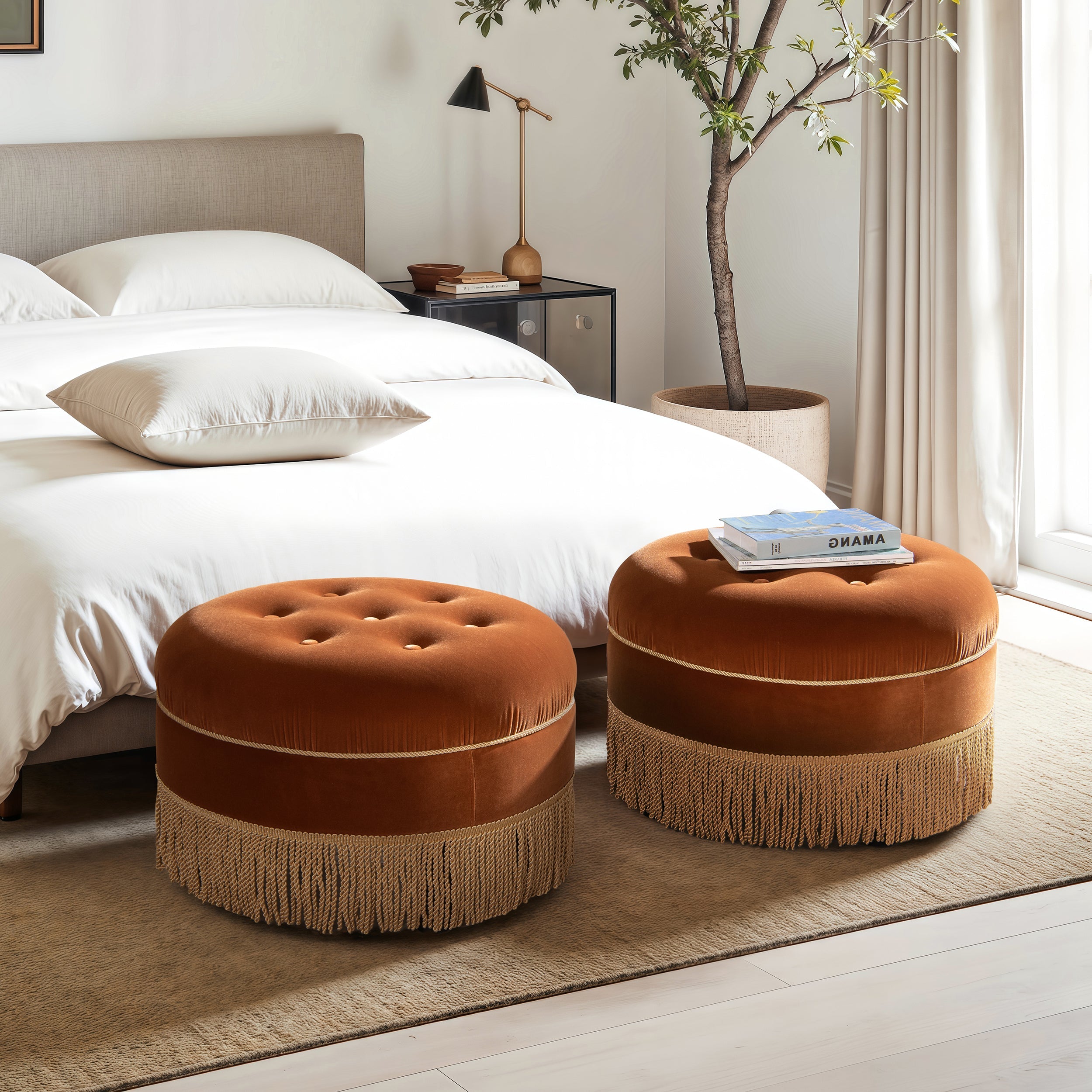 Yolanda 24" Round Upholstered Accent Ottoman