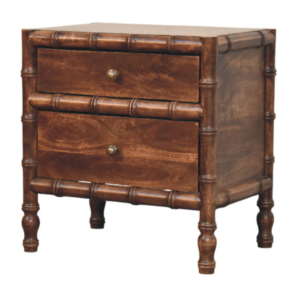 Solid Wood Bamboo Frame Nightstand in Roasted Almond
