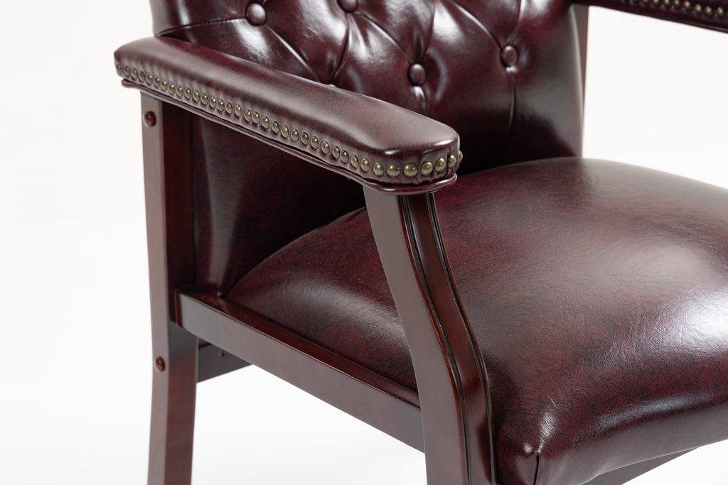 Burgundy Leather Reception Guest Chairs