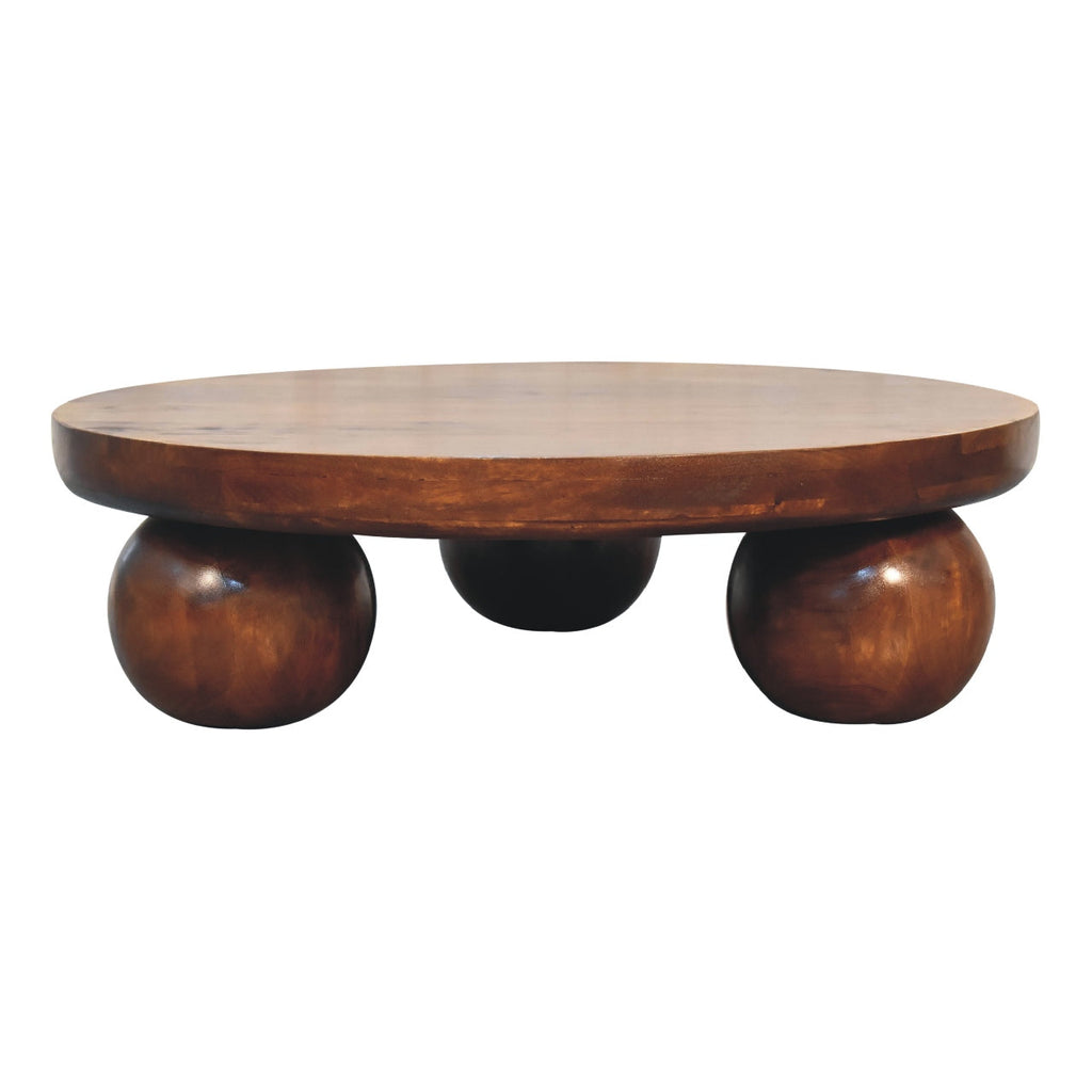 Solid Wood Central Ball Table, Chestnut