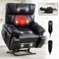 Black Leatheraire Heat Massage Recliner