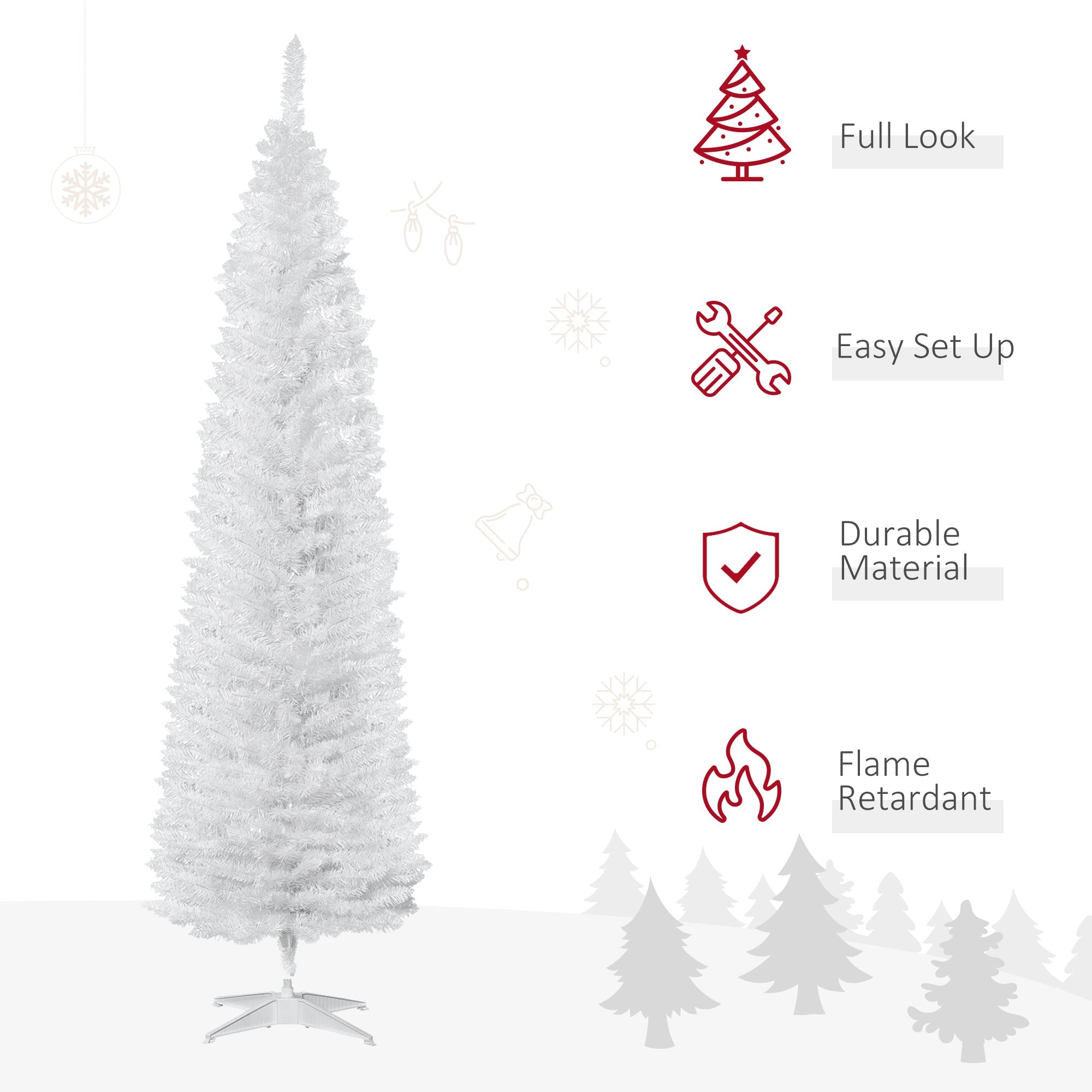 HOMCOM 7' Artificial Pencil Christmas Tree