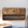 Solid Wood Large Floating Curve Open Slot Bedside