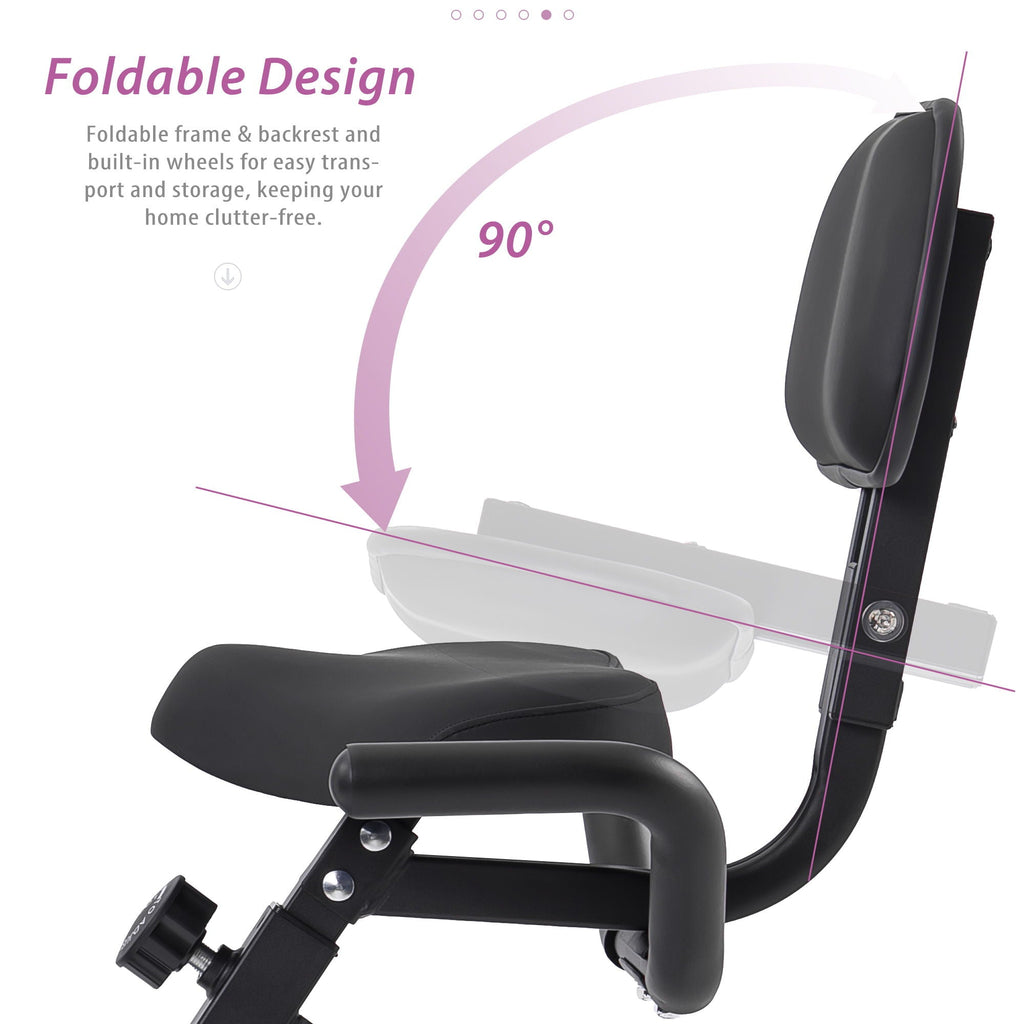 Exercise Bike Folding Stationary Bikes For Home With 16 Level Magnetic Resistance