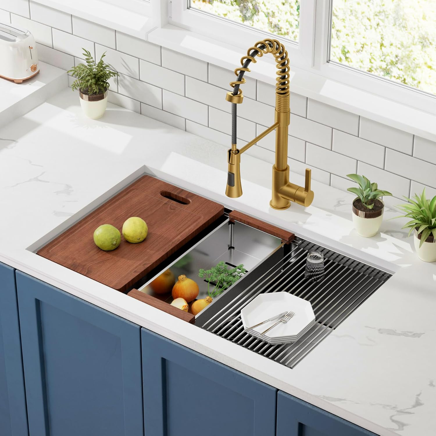 30" Undermount Workstation Stainless Steel Kitchen Sink