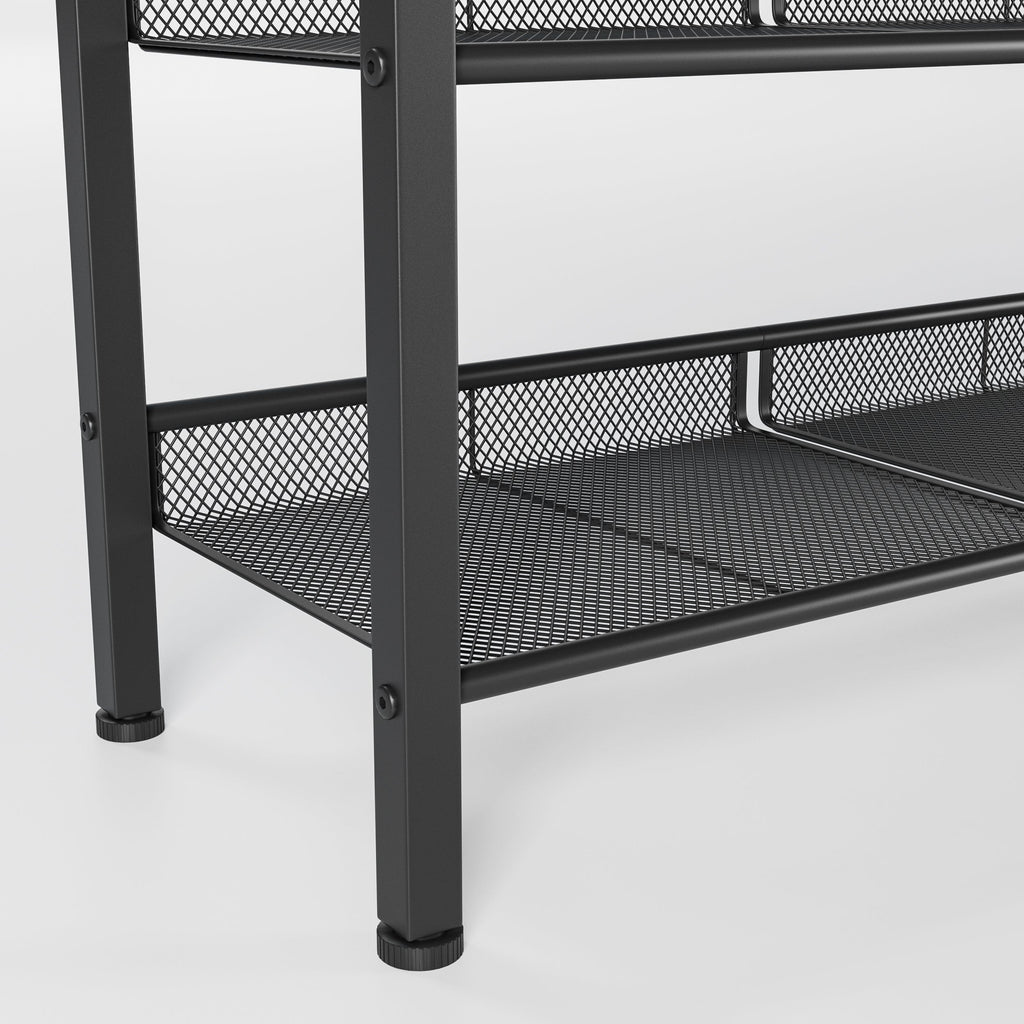 Industrial Shoe Rack with 4 Mesh Shelves