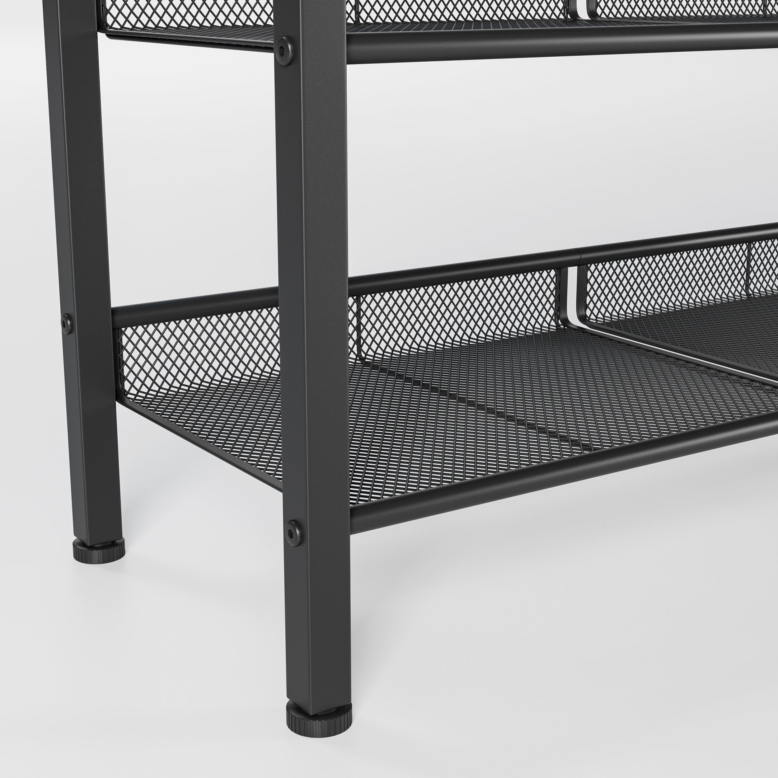 Industrial Shoe Rack with 4 Mesh Shelves