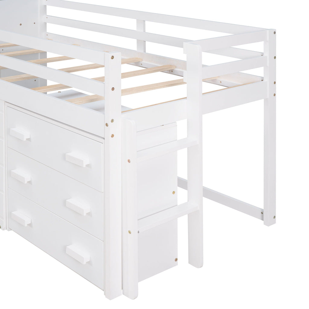 Loft Bed With Cabinet And Shelf