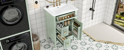 24-Inch Bathroom Vanity with Sink and Solid Wood Cabinet