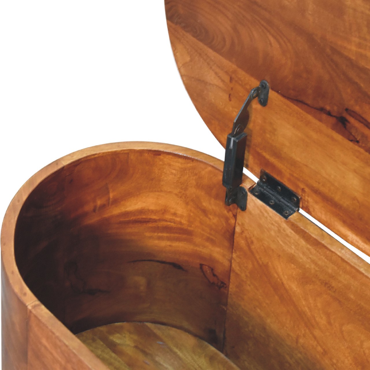 Solid Wood Chestnut Rounded Lid-Up Blanket Box