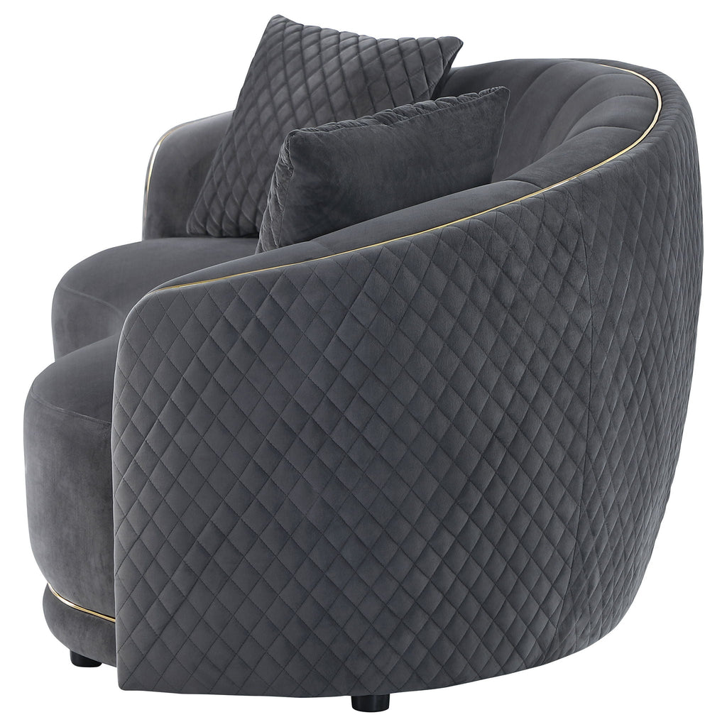 Lorraine - Upholstered Curved Loveseat - Dark Gray