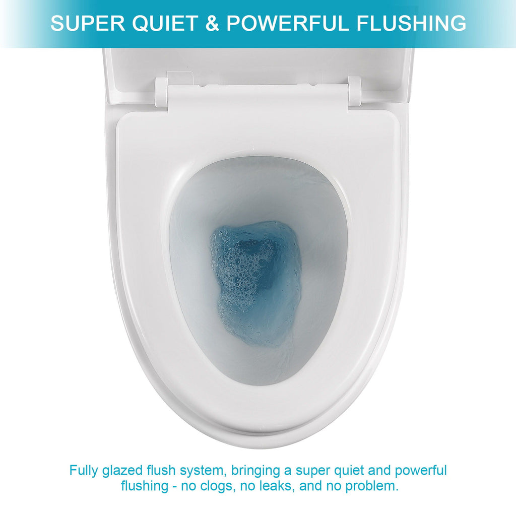 1 Piece Toilet With Soft Closing Seat - White